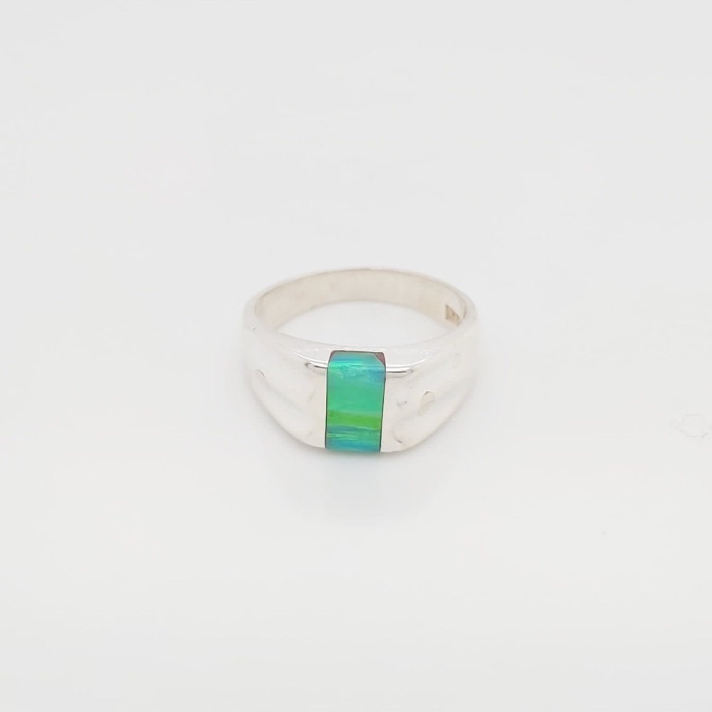 Sterling Silver Vintage Ring With Australian Opal Stone